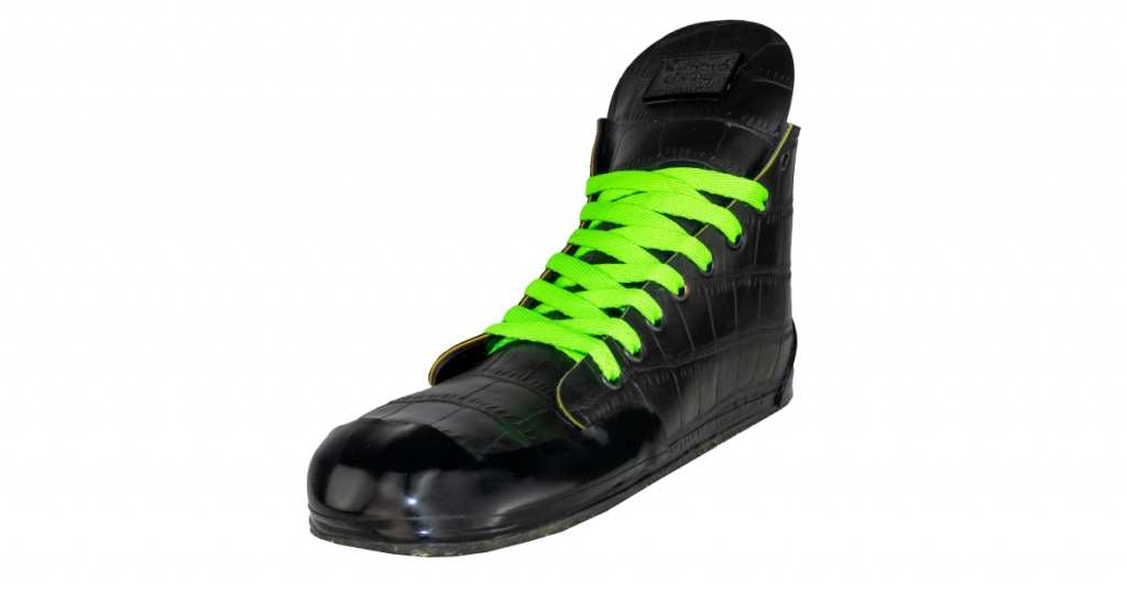 Latex Sneakers KROKO schwarz grün Laser Edition